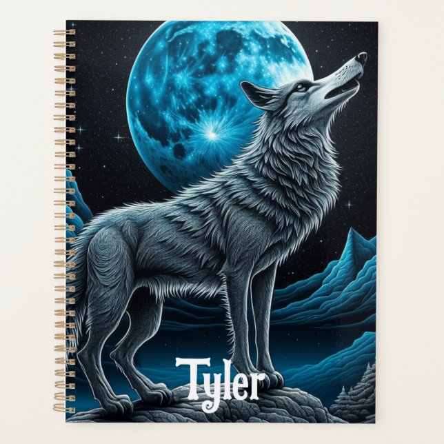 Wolf Standing in Front of the Full Moon | AI art Planner (Front)