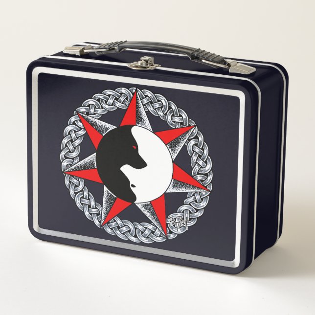 Wolf Star Celtic Shield Metal Lunch Box (Front)