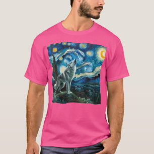 Wolf Starry Night Howling Moon Funny For Kid T-Shirt