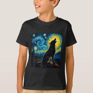 Wolf Starry Night Howling Moon Funny For Men Women T-Shirt