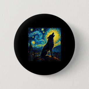 Wolf Starry Night Howling Moon Funny Gifts For Men 6 Cm Round Badge