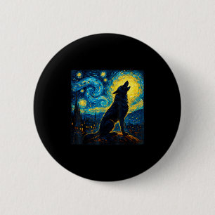Wolf Starry Night Howling Moon Funny Gifts For Men 6 Cm Round Badge