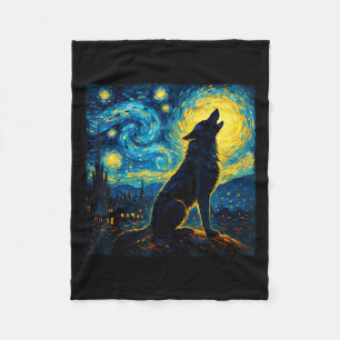 Wolf Starry Night Howling Moon Funny Gifts For Men Fleece Blanket