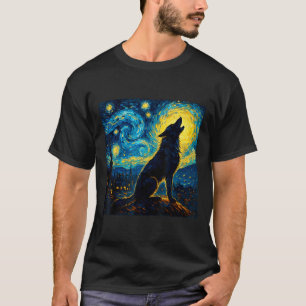 Wolf Starry Night Howling Moon Funny Gifts For Men T-Shirt