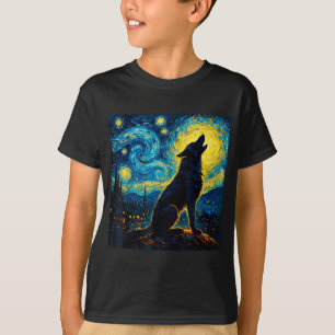 Wolf Starry Night Howling Moon Funny Gifts For Men T-Shirt