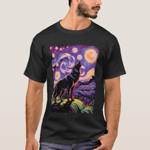 Wolf Starry Night Howling Moon Funny Gifts for Men T-Shirt