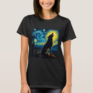 Wolf Starry Night Howling Moon Funny Gifts For Men T-Shirt