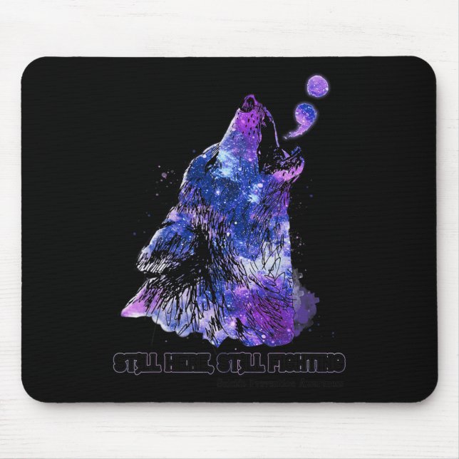 Wolf Still Here Still Fighting Suicide Prevention  Mouse Mat (Front)