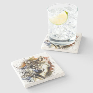 Wolf stone coaster
