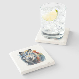 Wolf stone cup holder coaster