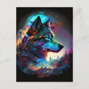 Wolf Surreal Fantasy Postcard