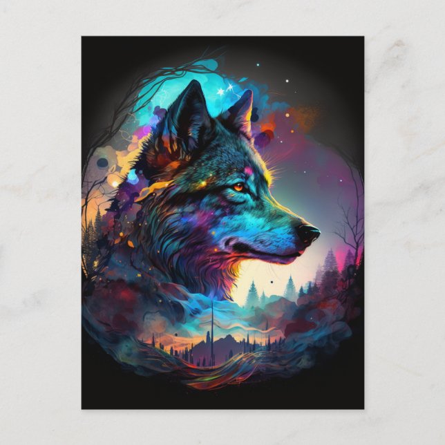 Wolf Surreal Fantasy Postcard (Front)
