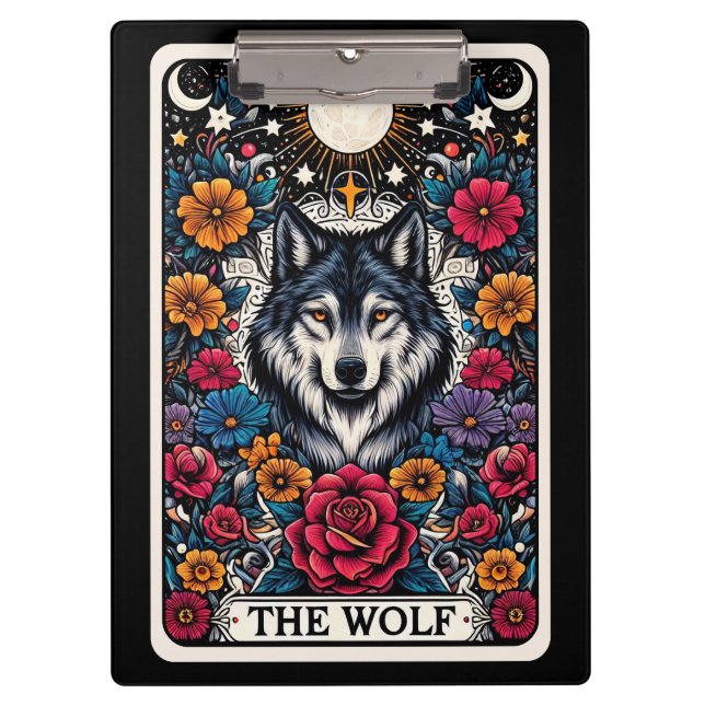 Wolf Tarot Card | Mystical Animal Clipboard (Front)