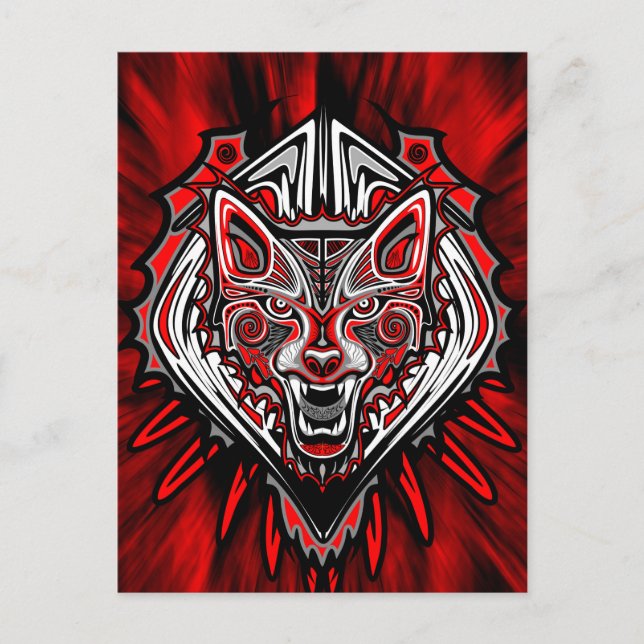 Wolf Tattoo Style Haida Art Postcard (Front)