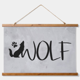 Wolf Text Graphic Art Animal Nature Hanging Tapestry