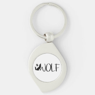 Wolf Text Graphic Logo  Keychain