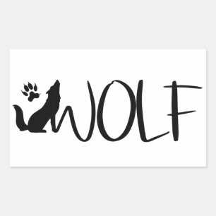 Wolf Text Graphic Logo  Rectangular Sticker