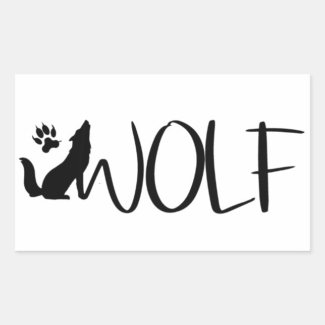 Wolf Text Graphic Logo  Rectangular Sticker (Front)