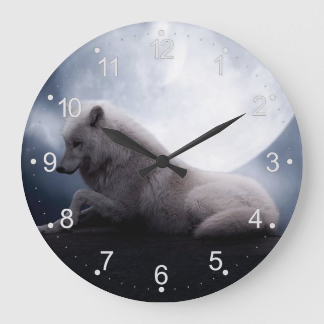 Wolf the King of Wilderness Large Clock (Front)