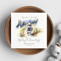 Wolf themed adventure awaits baby shower tableware