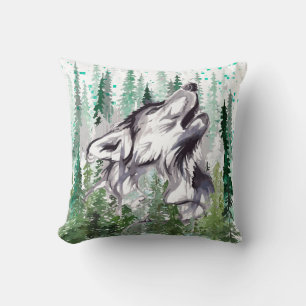 Wolf Throw Pillow Colourful Wolf Throw Pillow