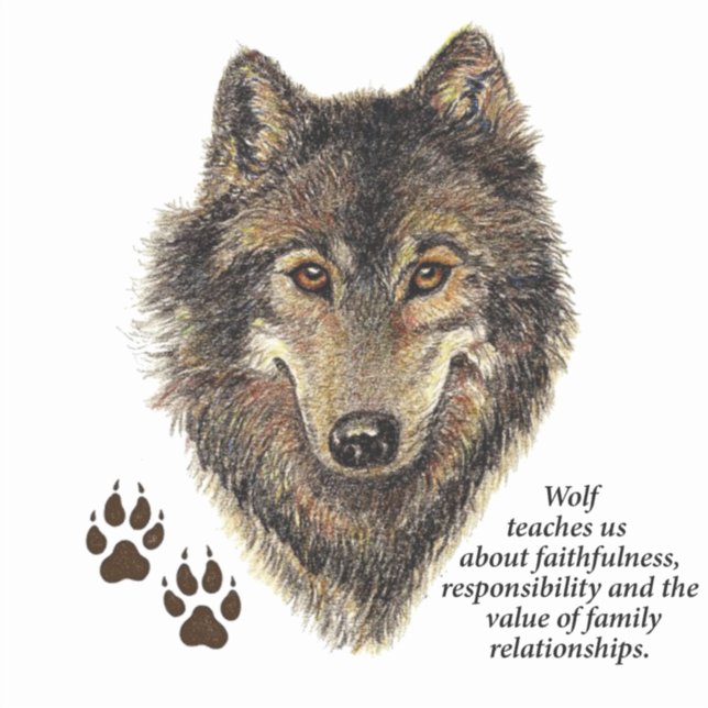 Wolf Totem, Animal Guide Inspirational Symbol (Front)