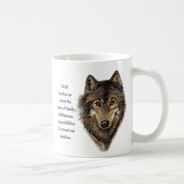 Wolf Totem Animal Guide Watercolor Nature Art Coffee Mug (Right)