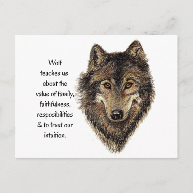 Wolf Totem Animal Guide Watercolor Nature Art Postcard (Front)