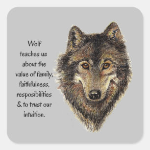 Wolf totem Inspirational Spirit Guide Animal Square Sticker