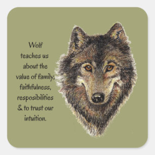 Wolf totem Inspirational Spirit Guide Animal Square Sticker