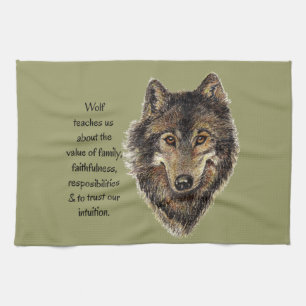 Wolf totem Inspirational Spirit Guide Animal Tea Towel