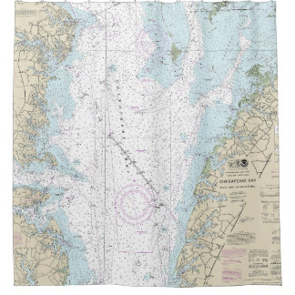 Wolf Trap to Smith Point Nautical Chart Shower Curtain