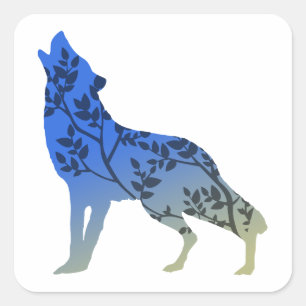 Wolf Tree Square Sticker