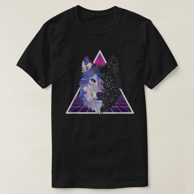Wolf Triangle Wilderness Wolves Wild Animals Fores T-Shirt (Design Front)