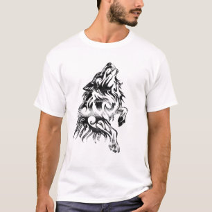 Wolf Tribal Tattoo Wolf Head Animal Design Wild Na T-Shirt