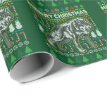 Wolf Ugly Christmas Sweater Wildlife Series Wrapping Paper<br><div class="desc">Wolf Wildlife Merry Christmas Ugly Sweater Style Gift Wrapping Paper. Add the finishing touches to the perfect gift by wrapping it in this wold wildlife series wrapping paper. Change the background colour to any colour you wish. The perfect gift calls for the perfect wrapping paper.</div>