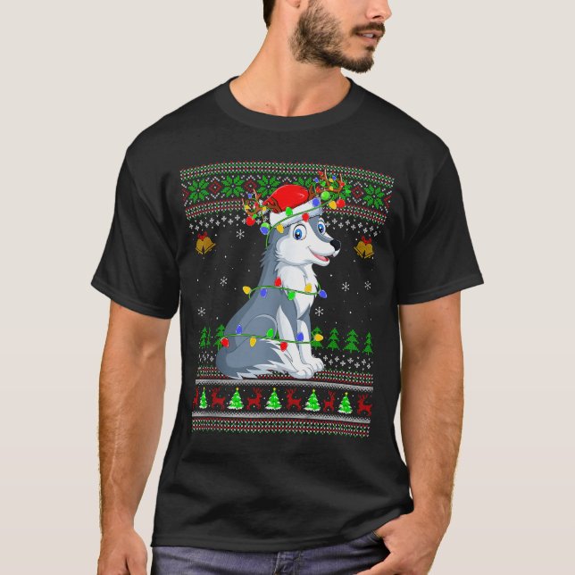 Wolf Ugly Christmas Sweaters Holiday Santa Cute Xm (Front)