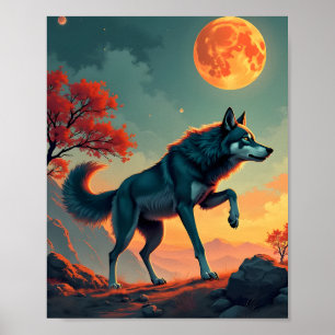 Wolf Under a Blood Moon Poster