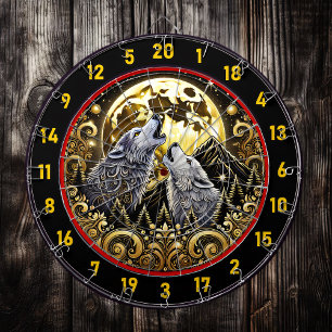 Wolf Under Moonlight Brings Power And Peace Dartboard