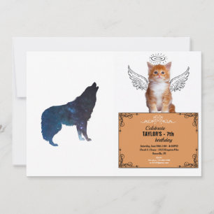 Wolf universe silhouette - Choose background colou Invitation