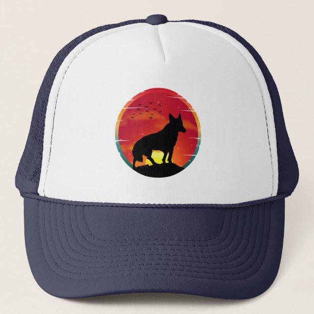 Wolf  Vintage Sunset Trucker Hat (Front)