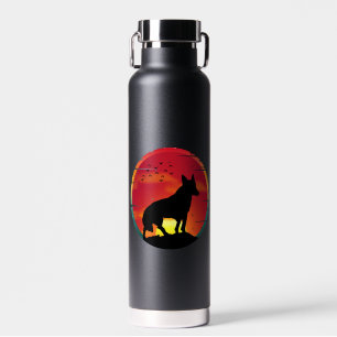 Wolf  Vintage Sunset  Water Bottle