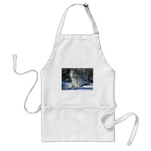 Wolf watches biologists in Yellowstone National Pa Standard Apron