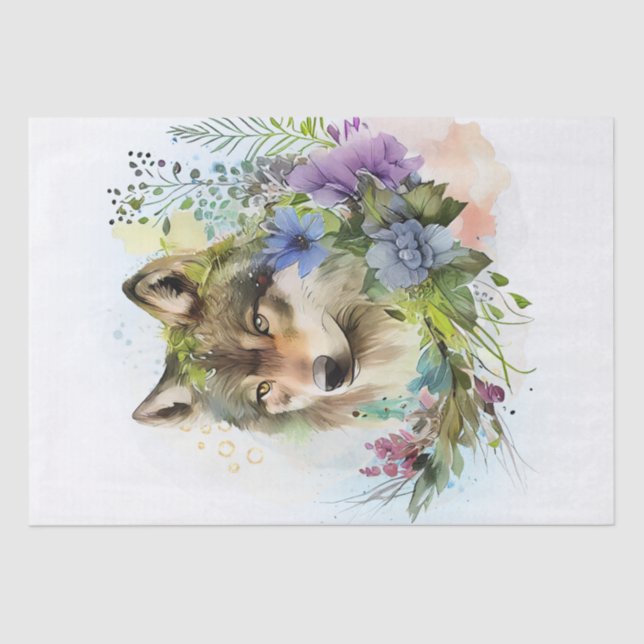Wolf Watercolor Tissue Paper (Front)