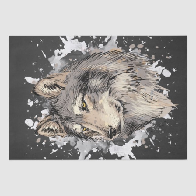 Wolf Watercolor Tissue Paper (Front)