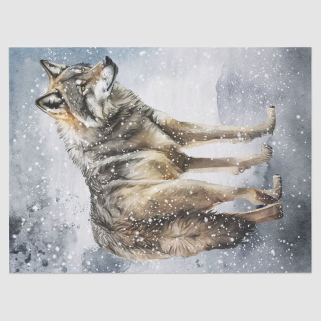 Wolf Watercolor Tissue Paper (Front)