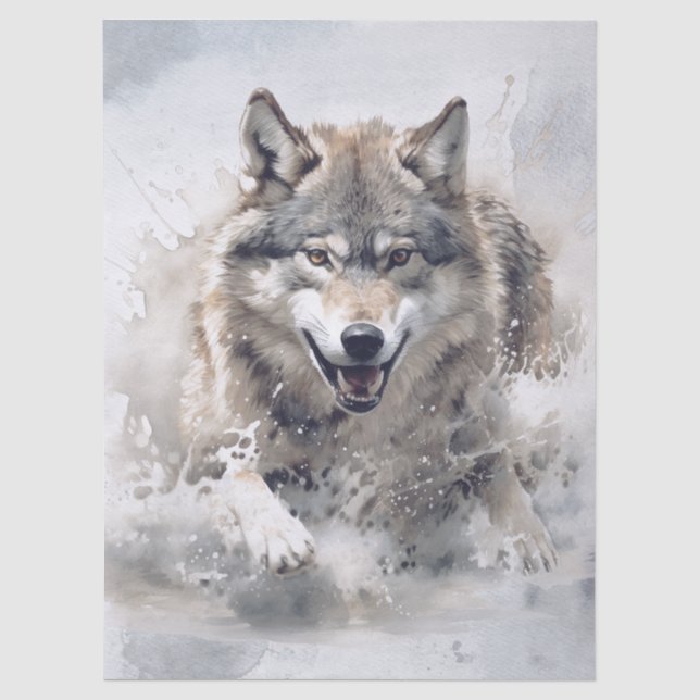 Wolf Watercolor Tissue Paper (Front)