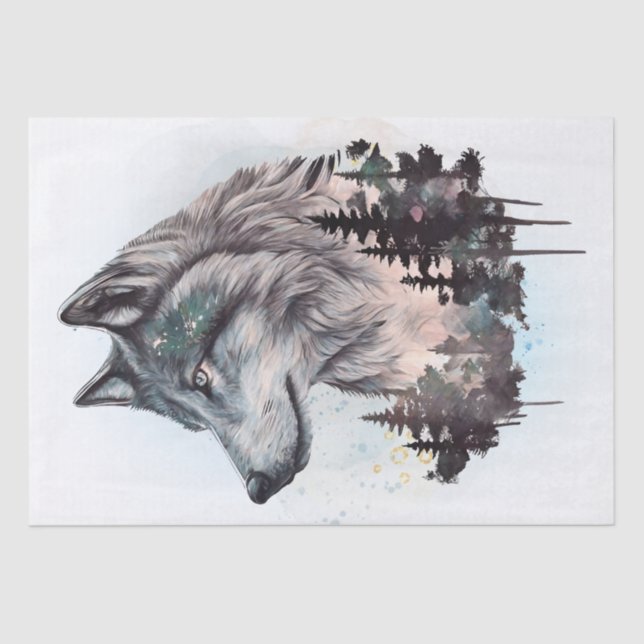 Wolf Watercolor Tissue Paper (Front)