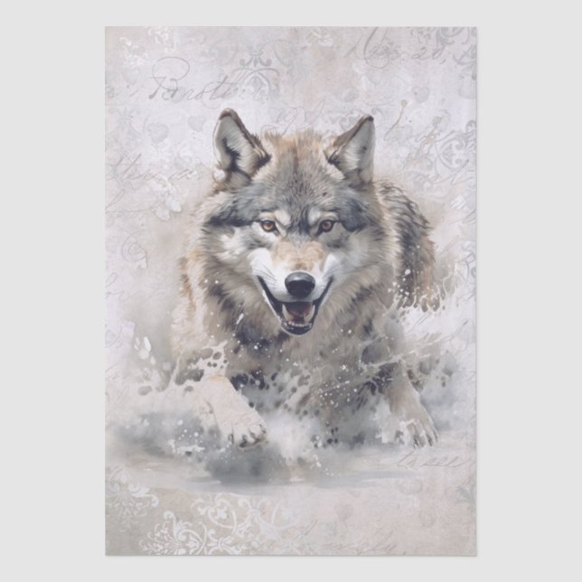 Wolf Watercolor Tissue Paper (Front)
