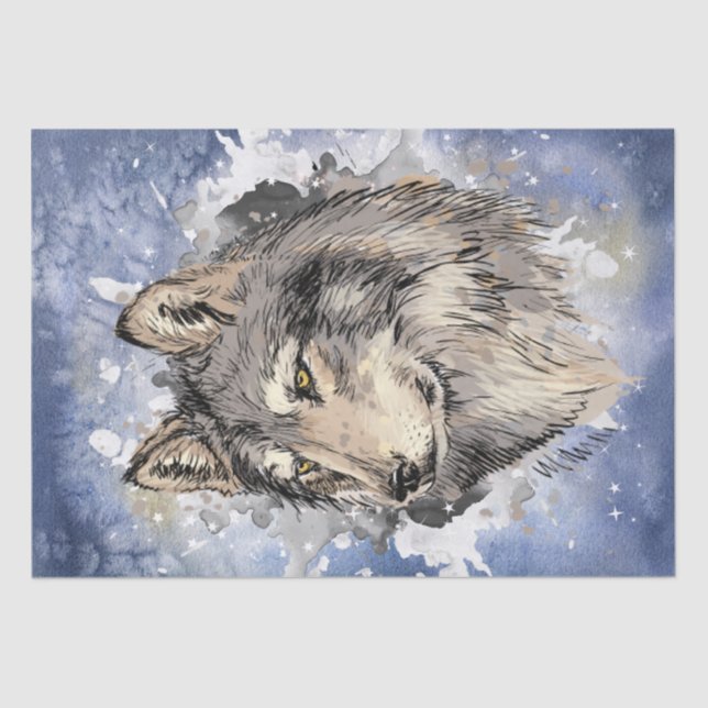 Wolf Watercolor Tissue Paper (Front)